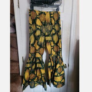 Handmade Bell Bottom Extreme Flare Pants High Rise 70s Disco Metallic Size 32